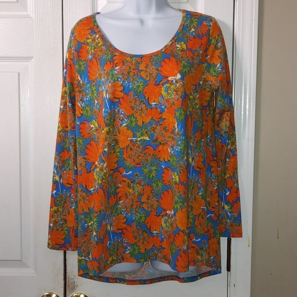 Lularoe Irma Tunic orange blue shirt Sz M NWOT